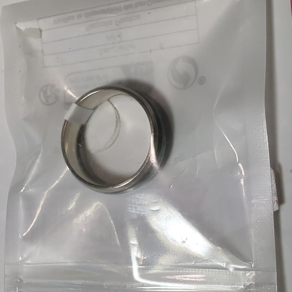 Stainless Steel Polished Blue Fire Opal and Abalone Inlaid 8mm Band Ring Sz 11 - Picture 4 of 5